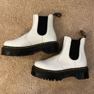 Dr. Martens White Platform Chelsea Boots